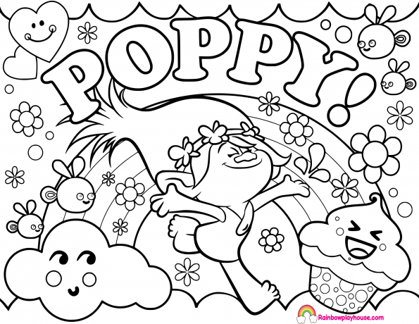 595x460 Poppy Troll Coloring Page