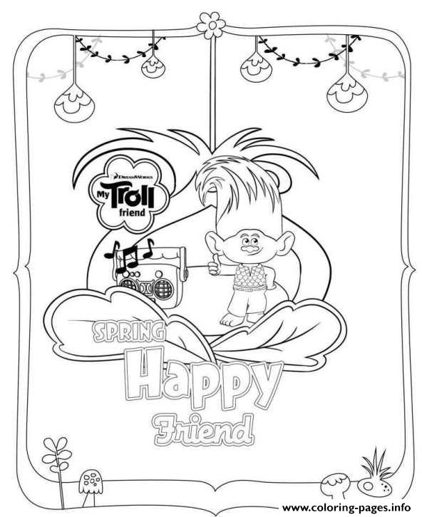 Trolls Movie 2016 Spring Happy Friend Coloring Pages Printable 592x725 Trolls Movie 2016 Spring Happy Friend Coloring Pages Printable