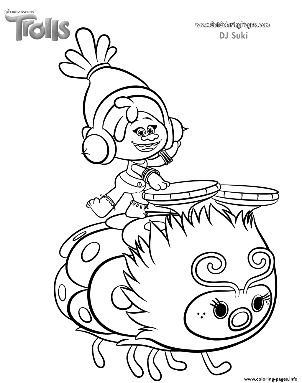 1024x1300 Dj Suki Of Trolls Movie Coloring Pages Printable