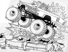 Give This Monster Truck Scene Some Color With This Printable 236x182 Give This Monster Truck Scene Some Color With This Printable