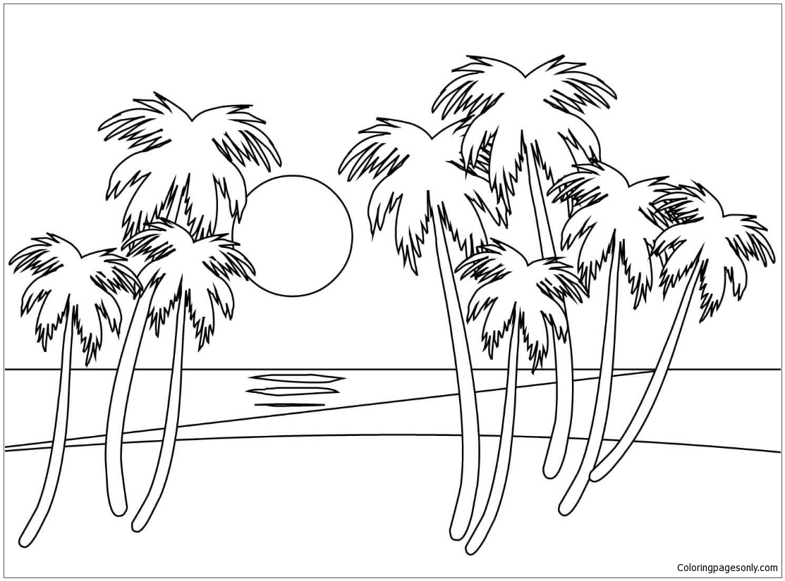 Tropical Beach Coloring Page 1113x825 Tropical Beach Coloring Page