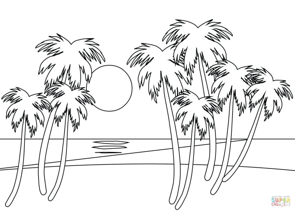 1024x733 Coloring Pages ~ Beach Coloring Pages Click The Tropical Summer
