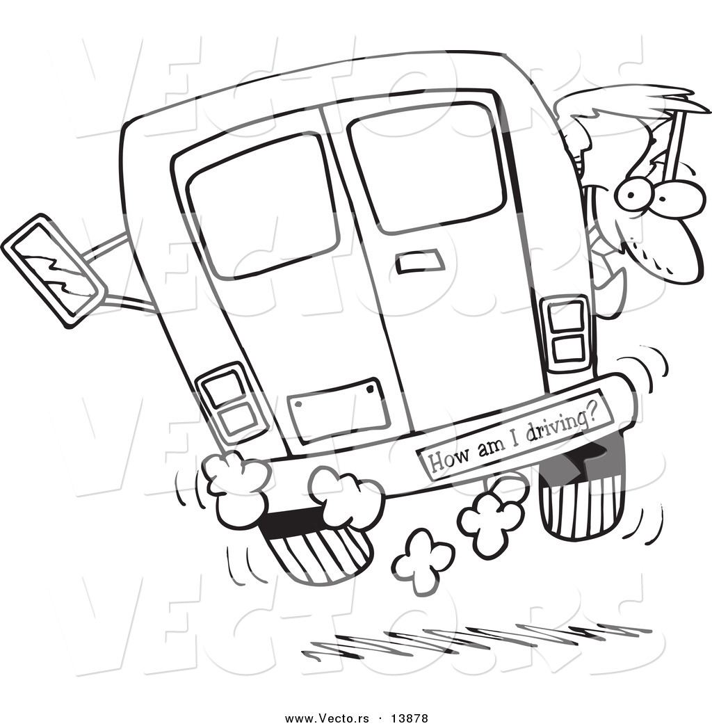 1024x1044 Vector Of A Cartoon Crazy Driver With A How Am I Driving Bumper