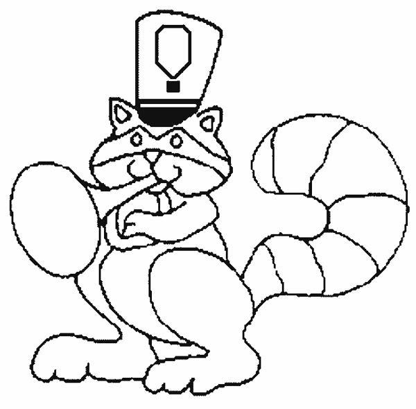 600x590 Raccoon Blowing Trumpet Coloring Page