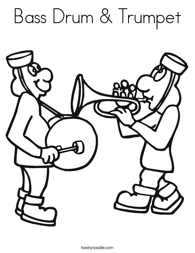 685x886 Bass Drum Amp Trumpet Coloring Page