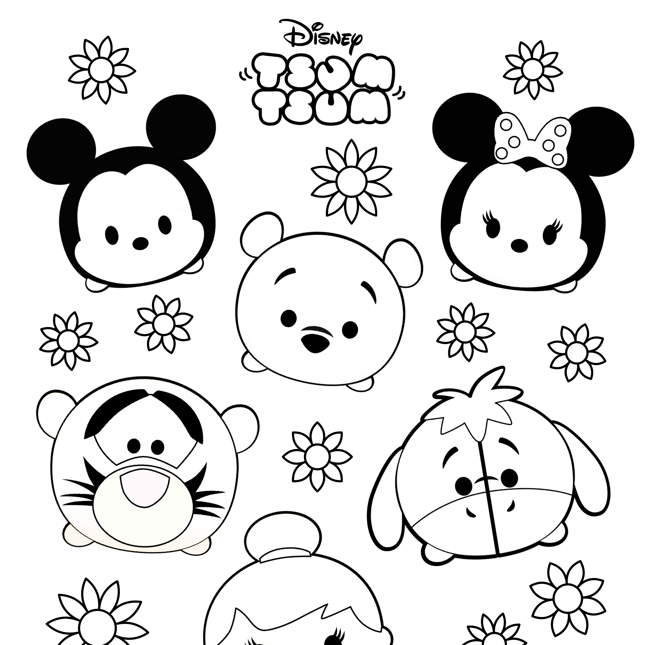 2088x2088 Tsum Tsum Colouring Sheets