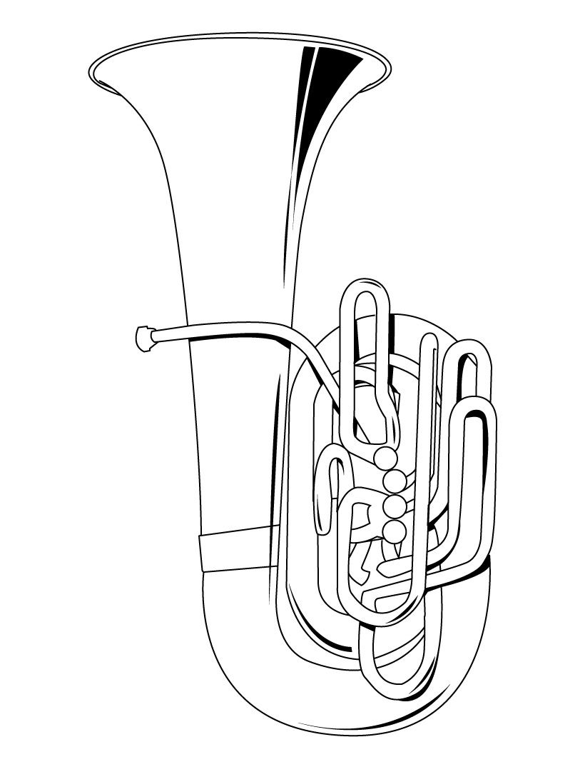 820x1060 Tuba Coloring Page