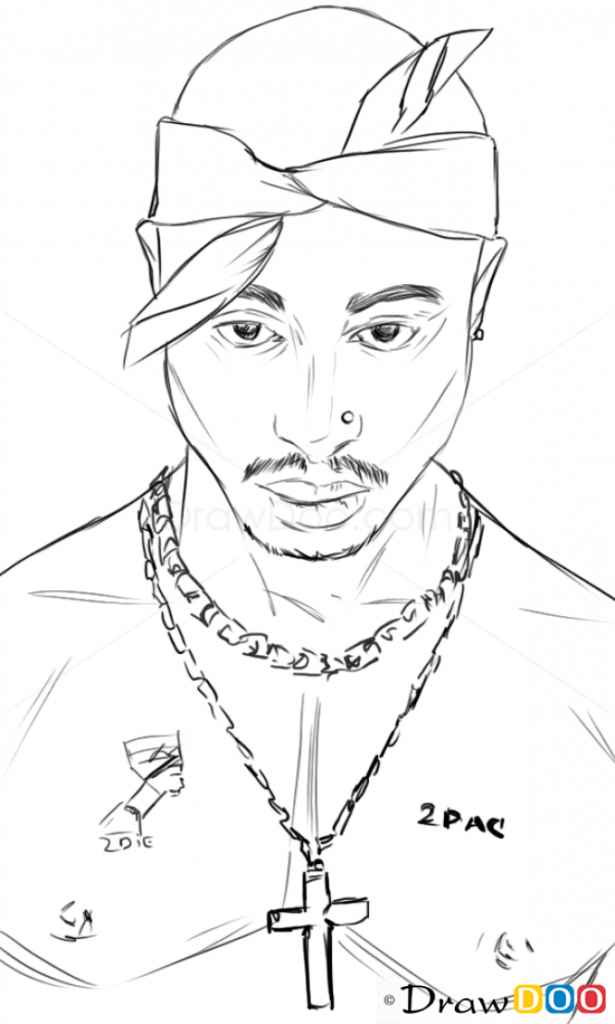 615x1024 2pac Coloring Pages How To Draw Tupac Shakur Famous Singers Art