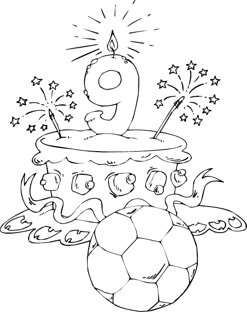 482x609 Birthday Cake Age 9 Coloring Page Coloringcom Colour It