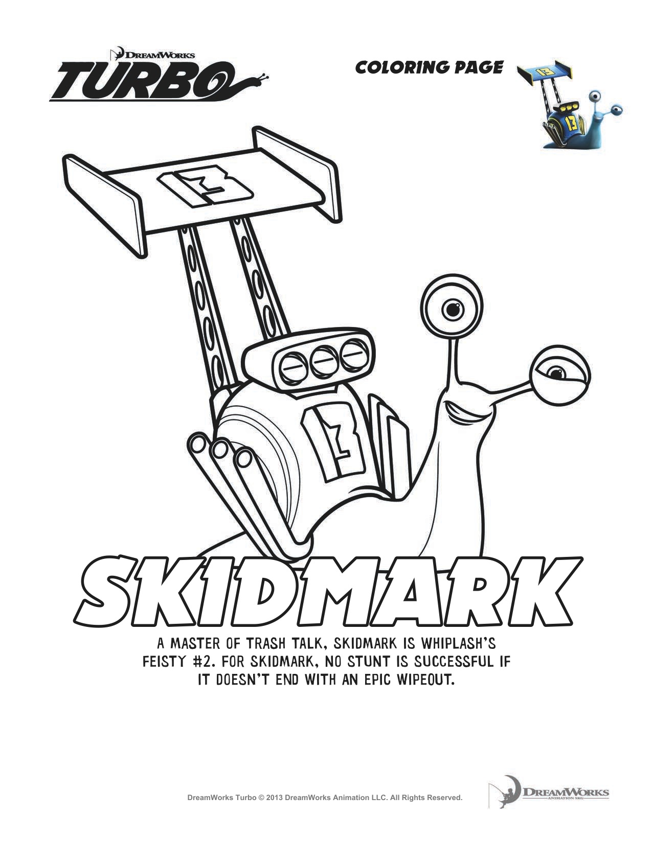 Dreamworks Turbo Coloring Pages Download And Print For Free 1275x1650 Dreamworks Turbo Coloring Pages Download And Print For Free