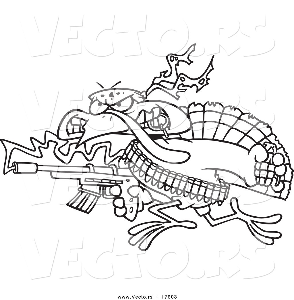 New Vector Of A Cartoon Rambo Turkey Bird Coloring Page Outline By 1024x1044 New Vector Of A Cartoon Rambo Turkey Bird Coloring Page Outline By