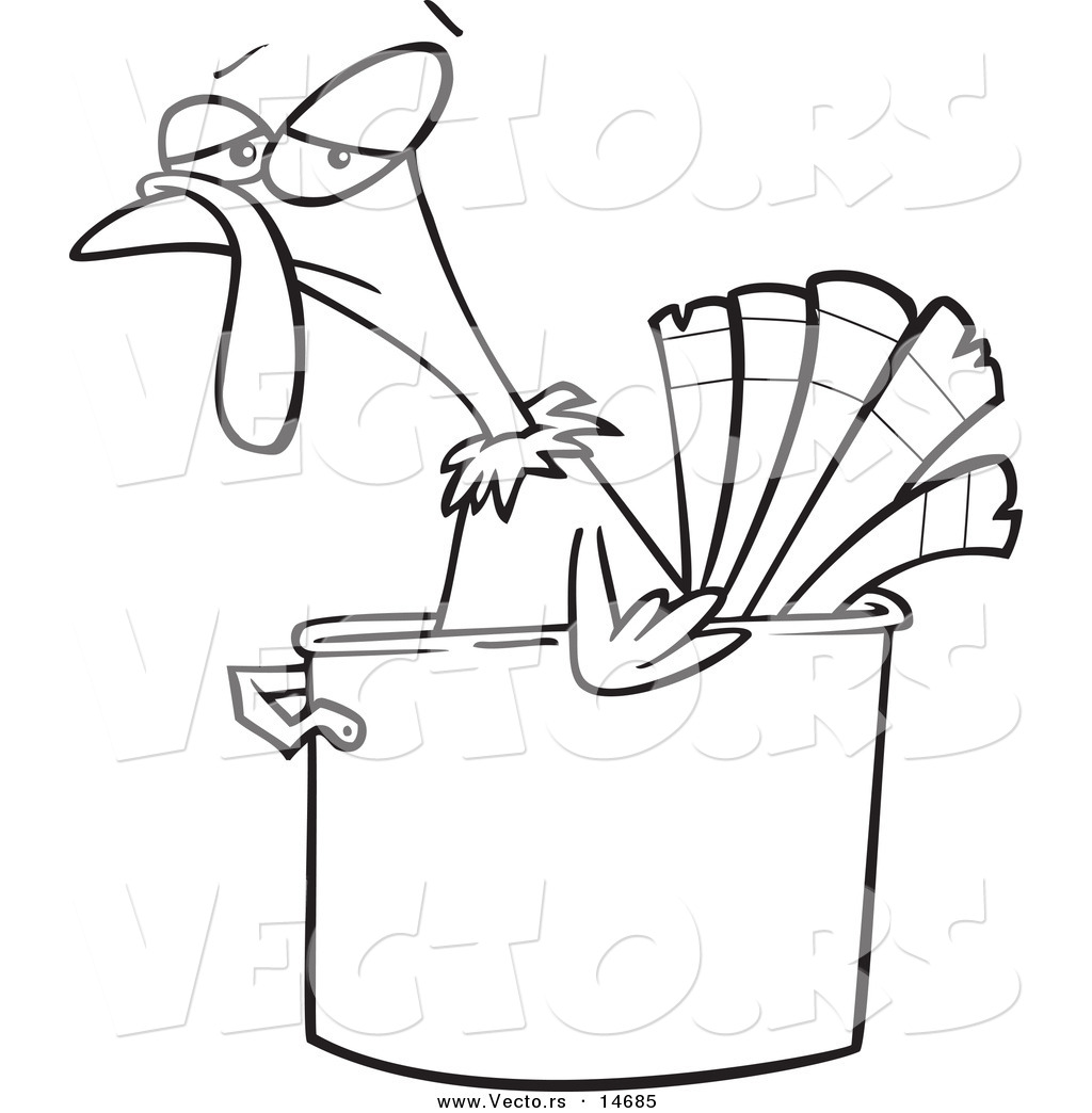 Vector Of A Cartoon Turkey Bird In A Pot 1024x1044 Vector Of A Cartoon Turkey Bird In A Pot