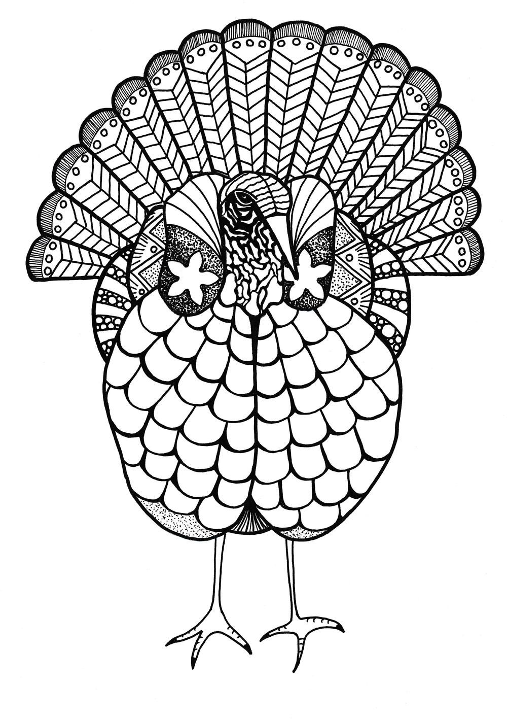 1000x1421 Colorful Turkey Adult Coloring Page Adult Coloring, Free