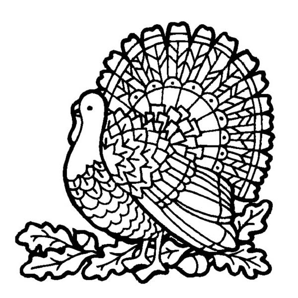 600x600 Thanksgiving Day Turkey On Mozaic Coloring Page