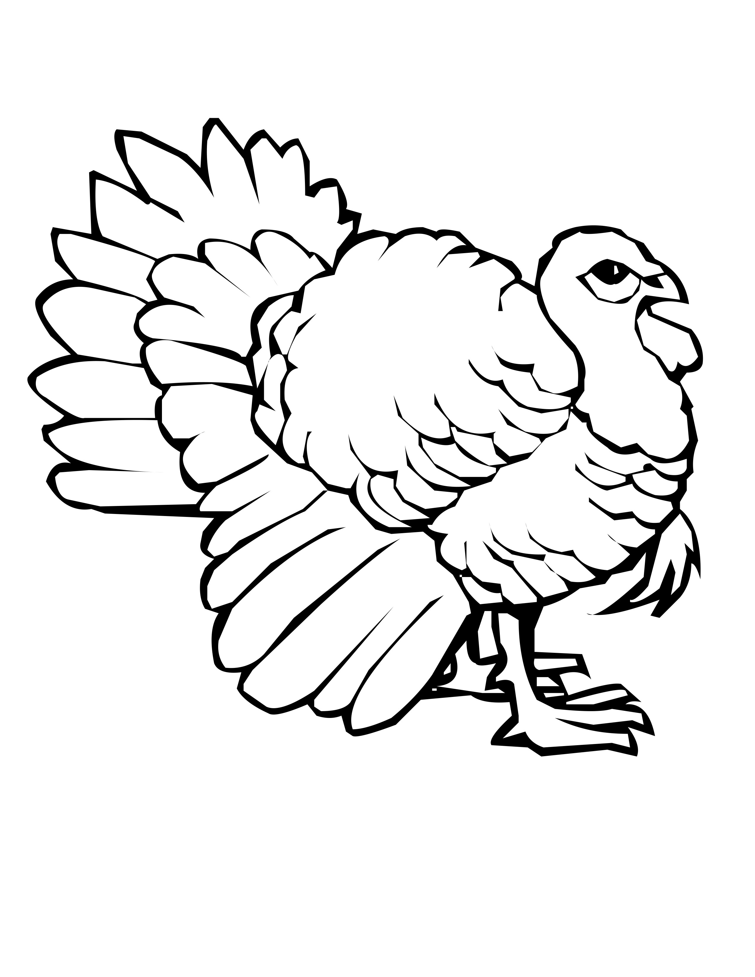 2550x3300 Successful Turkey Outline Coloring Page 6268