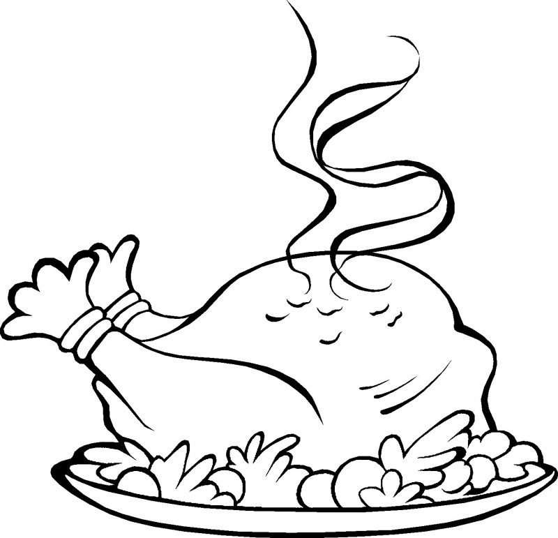 800x771 Thanksgiving Turkey Dinner Coloring Page