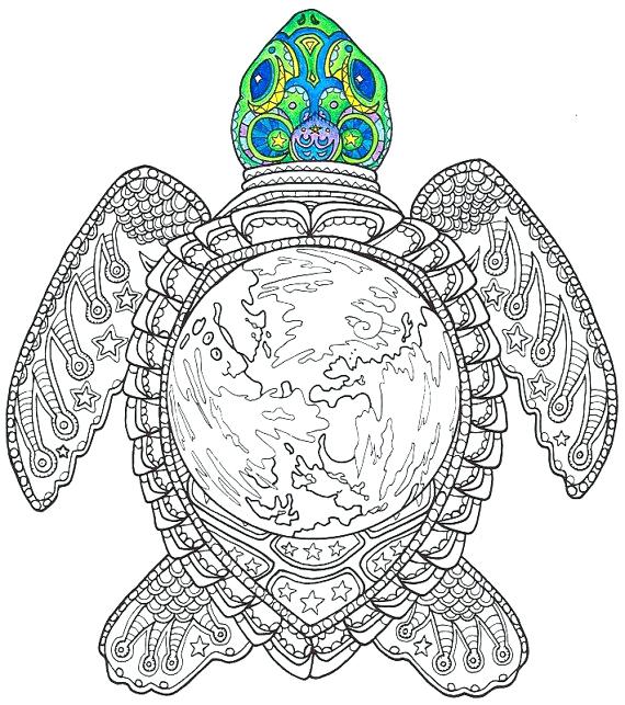 570x643 Turtle Coloring Pages For Adults