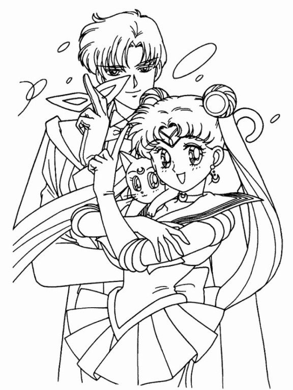 576x768 Sailormoon And Tuxedo Man Coloring Page Cute Pages