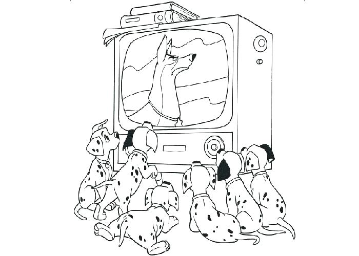 700x500 Tv Coloring Pages Coloring Pages Dalmatians Watching Coloring Page