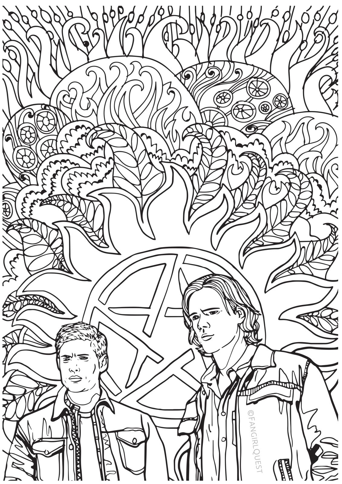 Supernatural Coloring Book Color Your Own Castiel! Fangirl Quest 1131x1600 Supernatural Coloring Book Color Your Own Castiel! Fangirl Quest