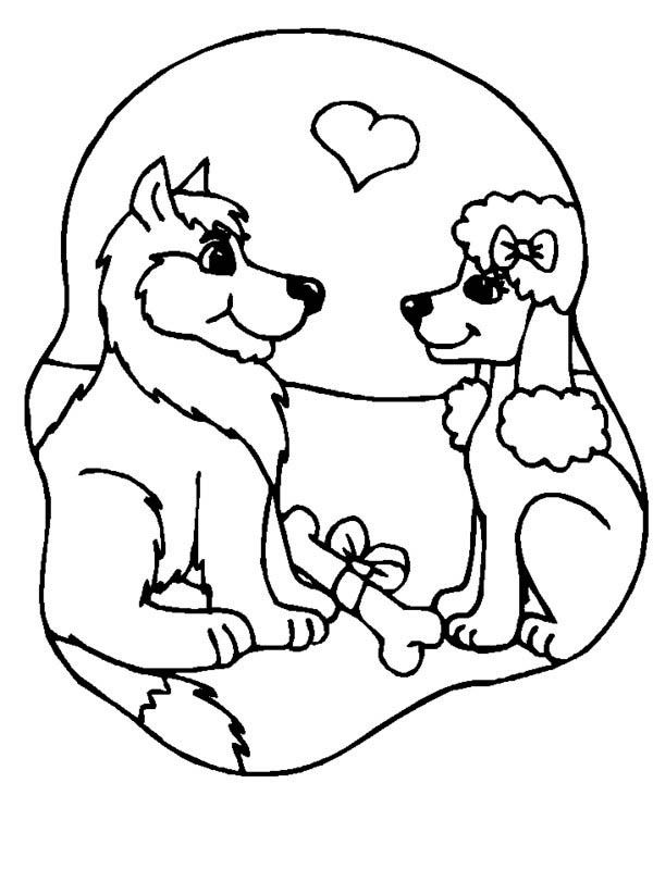 Two Dogs Are In Loved Coloring Page 600x800 Two Dogs Are In Loved Coloring Page