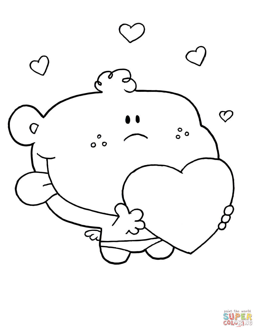 Valentine Cupid Holding Heart Coloring Page Free Printable Fair 1026x1320 Valentine Cupid Holding Heart Coloring Page Free Printable Fair