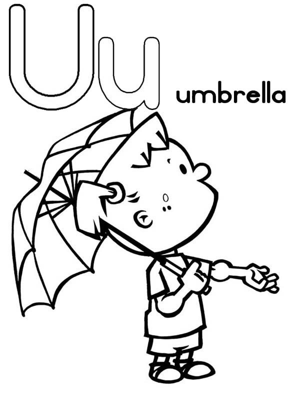 600x826 Umbrella For Learning Letter U Coloring Page Bulk Color