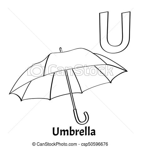 450x470 Vector Alphabet Letter U, Coloring Page. Umbrella. Vector