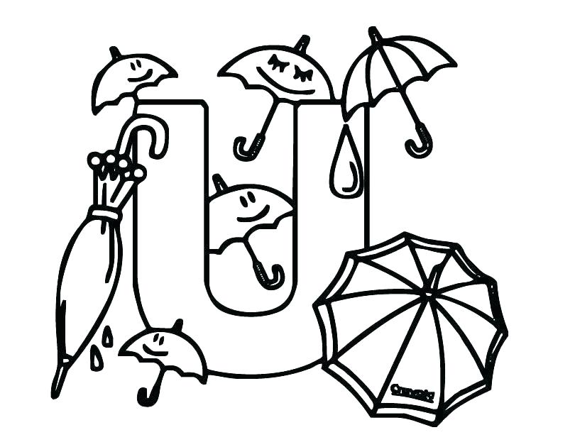 810x630 Letter Colouring Pages Printable Umbrella Coloring Pages Letter U
