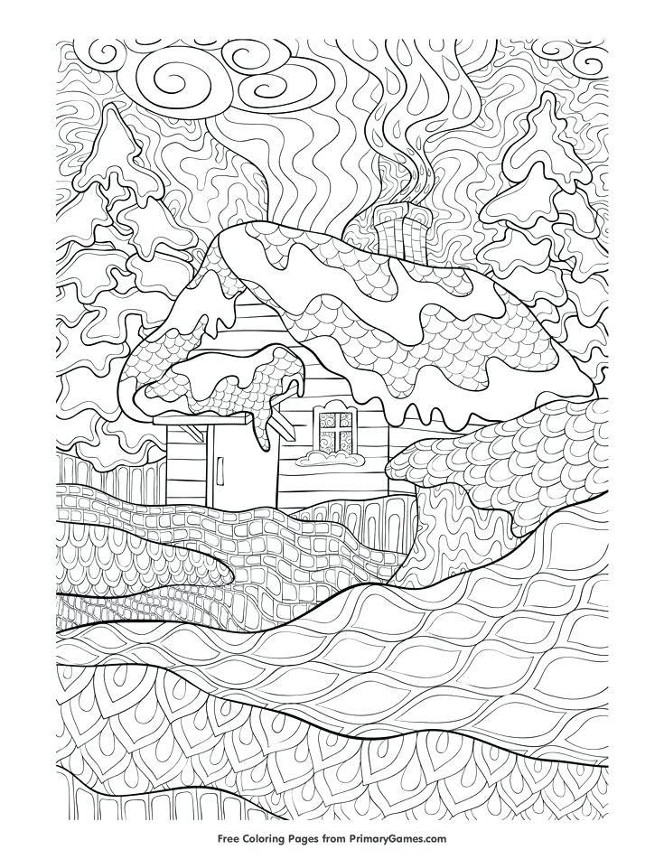 Winter Landscape Coloring Pages 735x951 Winter Landscape Coloring Pages