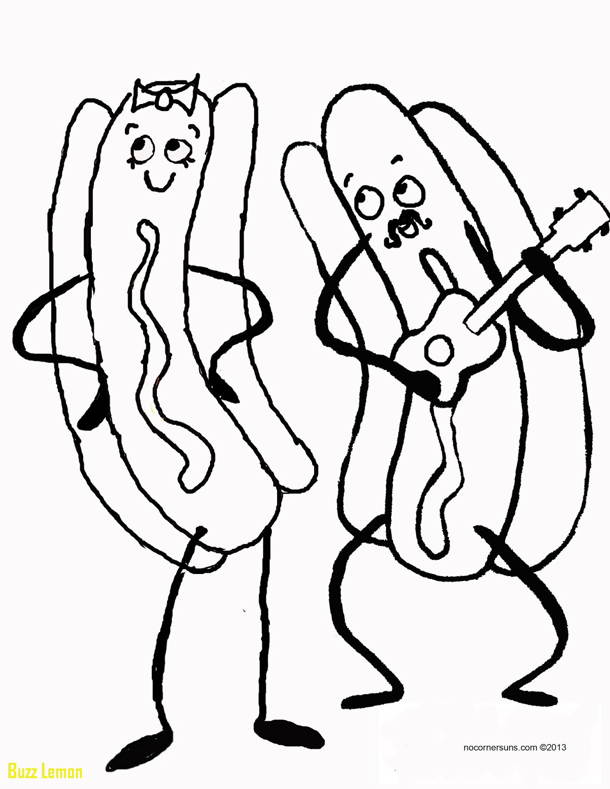 1237x1600 Coloring Page Ukulele Unique Boy And Girl Hot Dogs With Ukulele