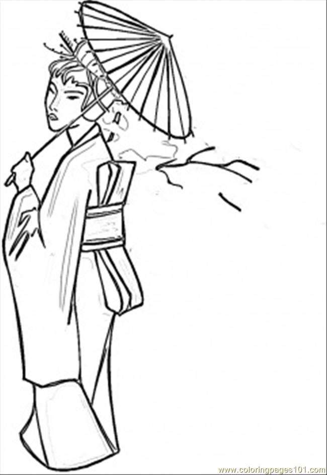650x943 Lady With Umbrella Coloring Page