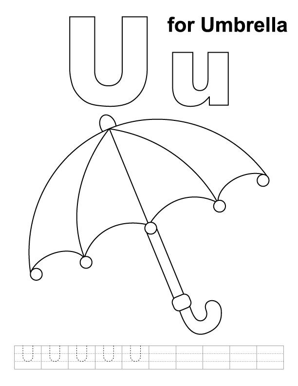 612x792 U For Umbrella Coloring Page With Handwriting Practice Daycare