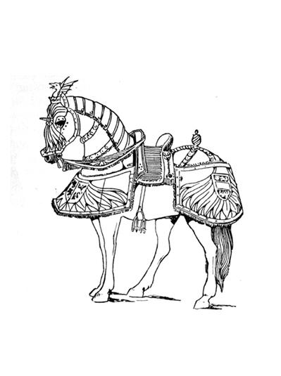 Armored Horses Coloring Page 399x535 Armored Horses Coloring Page