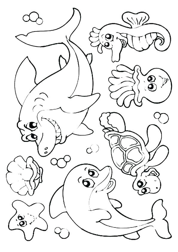 Realistic Ocean Animals Coloring Pages Printable Coloring Sea 595x842 Realistic Ocean Animals Coloring Pages Printable Coloring Sea