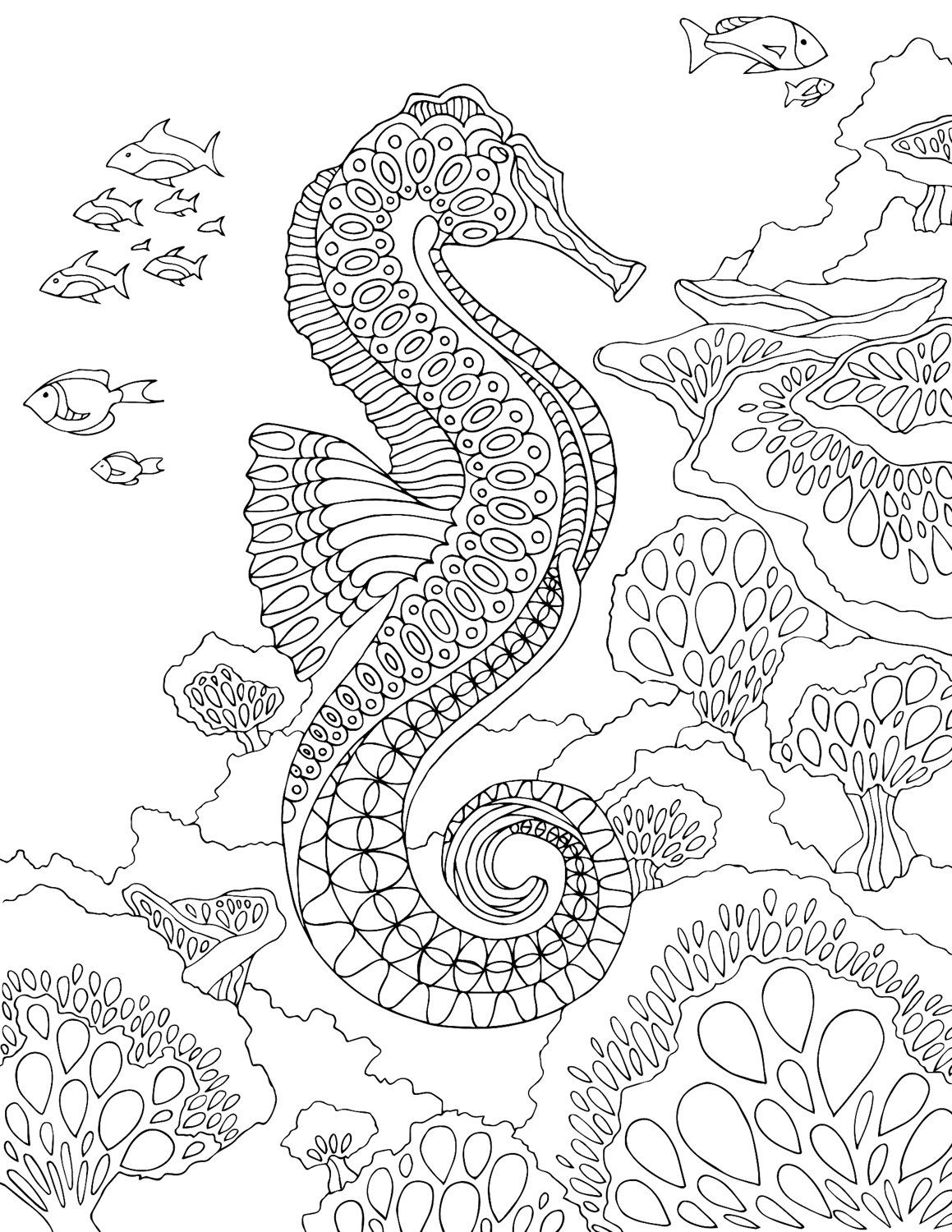 Seahorse Coloring Page 1159x1500 Seahorse Coloring Page