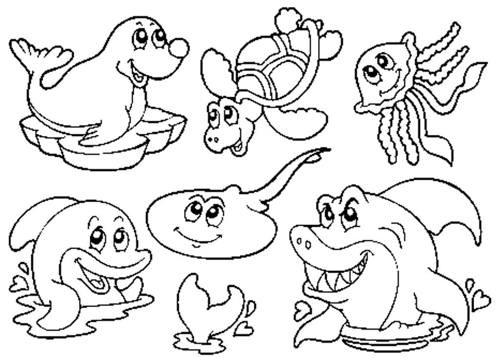 Sea Animals Printable Coloring Pages Free Sea Creature Coloring 1024x733 Sea Animals Printable Coloring Pages Free Sea Creature Coloring