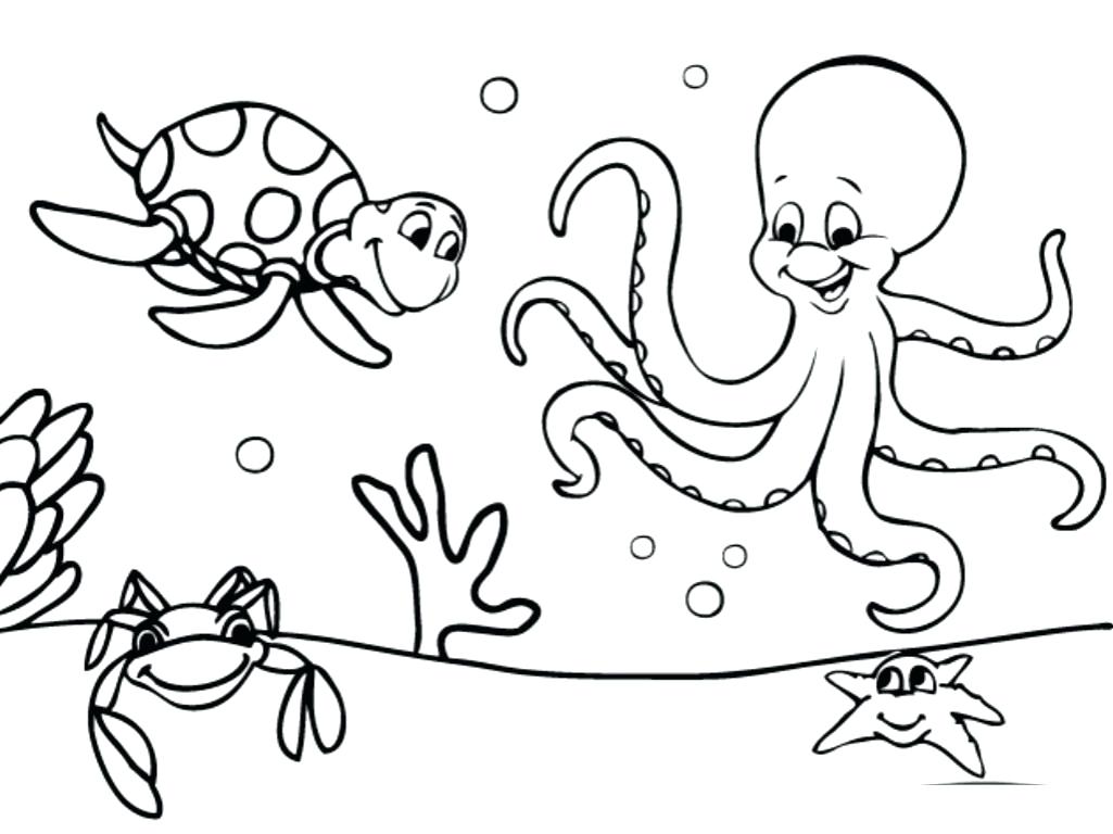 1025x768 Underwater Coloring Pages Animals Sea Life Deep Baby Preschool
