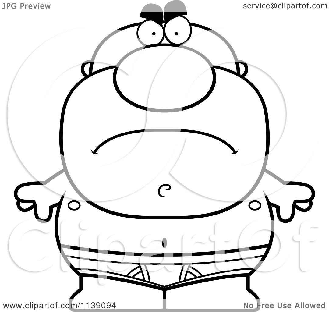 Cartoon Clipart Of A Black And White Mad Bald Man In Underwear 1080x1024 Cartoon Clipart Of A Black And White Mad Bald Man In Underwear