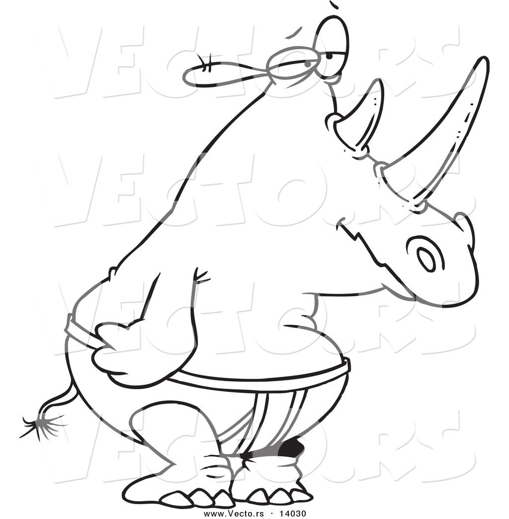 Vector Of A Cartoon Rhino In Underwear Coloring Page Outline By 1024x1044 Vector Of A Cartoon Rhino In Underwear Coloring Page Outline By