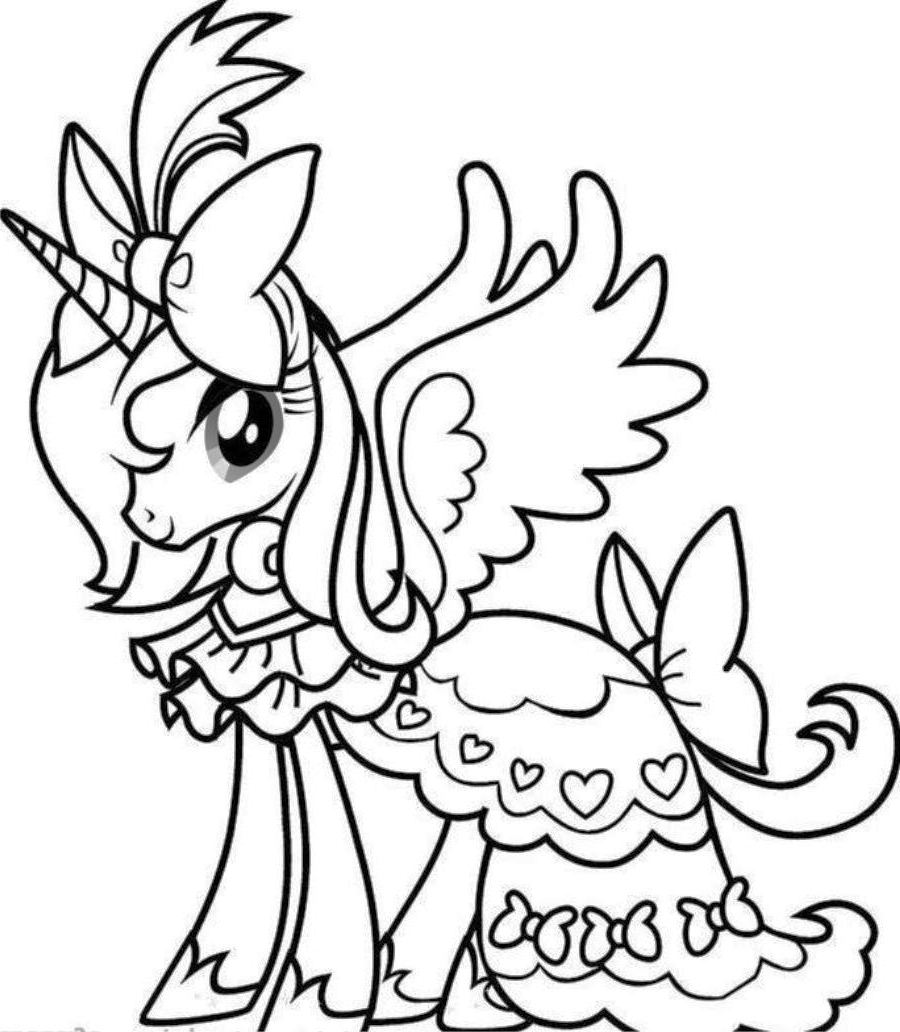 Princess Unicorn Coloring Pages 900x1032 Princess Unicorn Coloring Pages