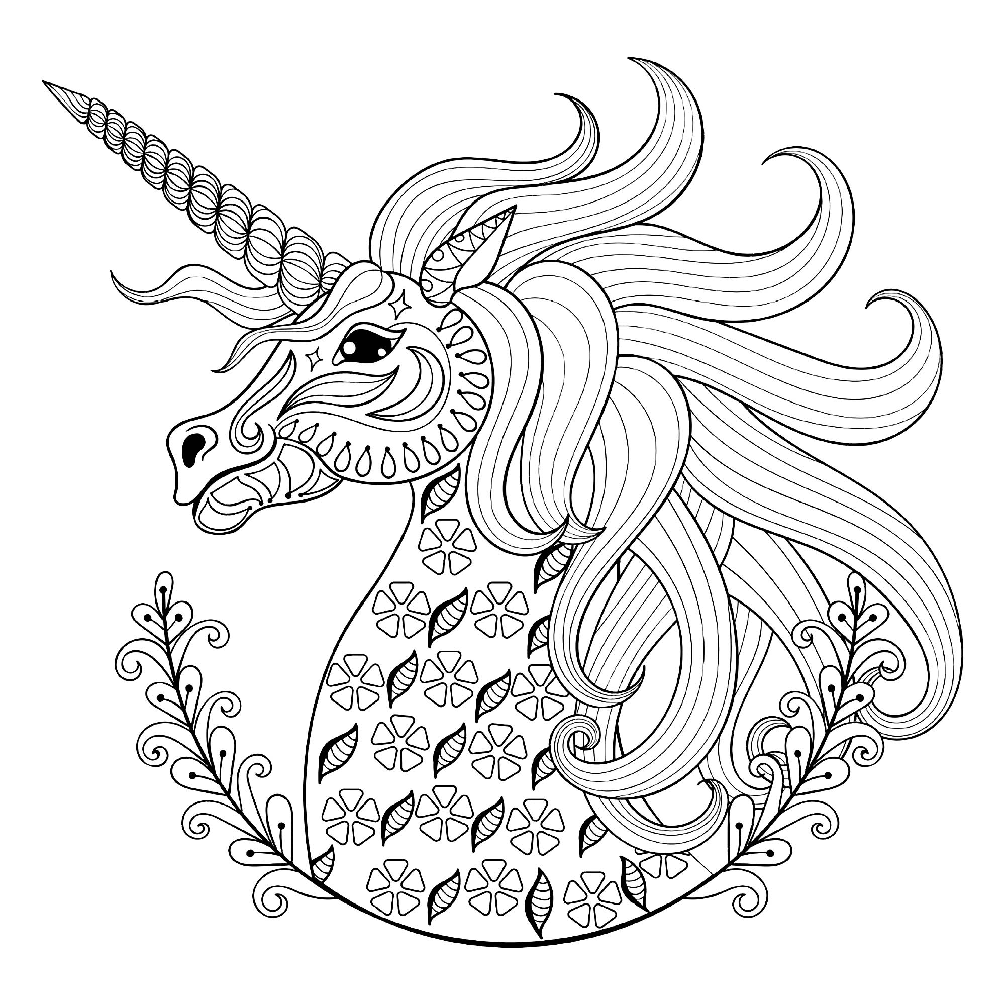 Unicorn Head Coloring Pages at GetColorings.com | Free printable ...