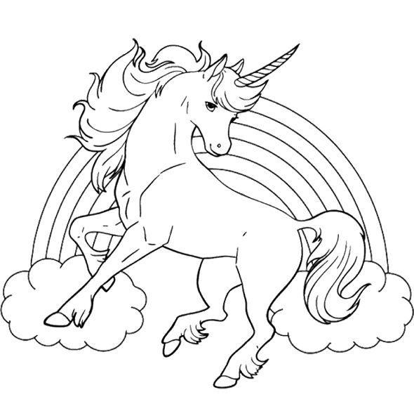 Unicorn Horse With Rainbow Coloring Page For Kids Clipart 590x592 Unicorn Horse With Rainbow Coloring Page For Kids Clipart