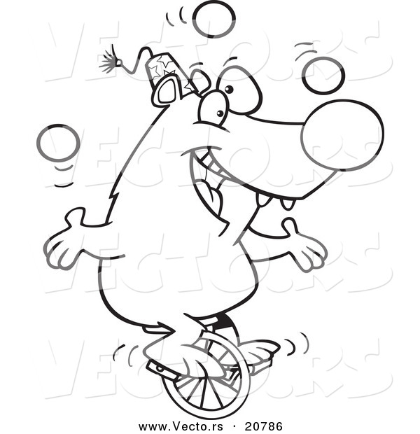 600x620 Vector Of A Cartoon Circus Bear Juggling On A Unicycle