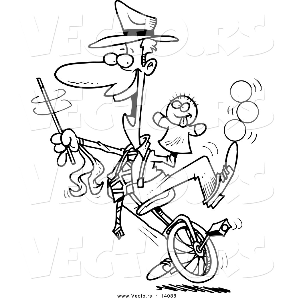 1024x1044 Vector Of A Cartoon Male Entertainer Doing Tricks On A Unicycle