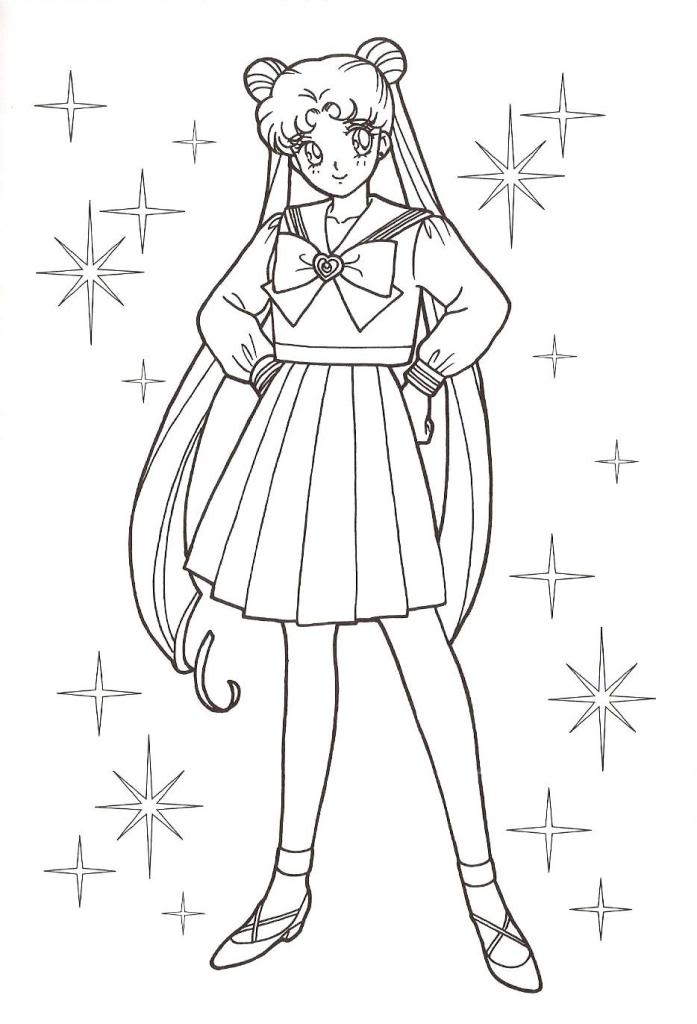 697x1024 Usagi In School Uniform Coloring Page Boys Pages