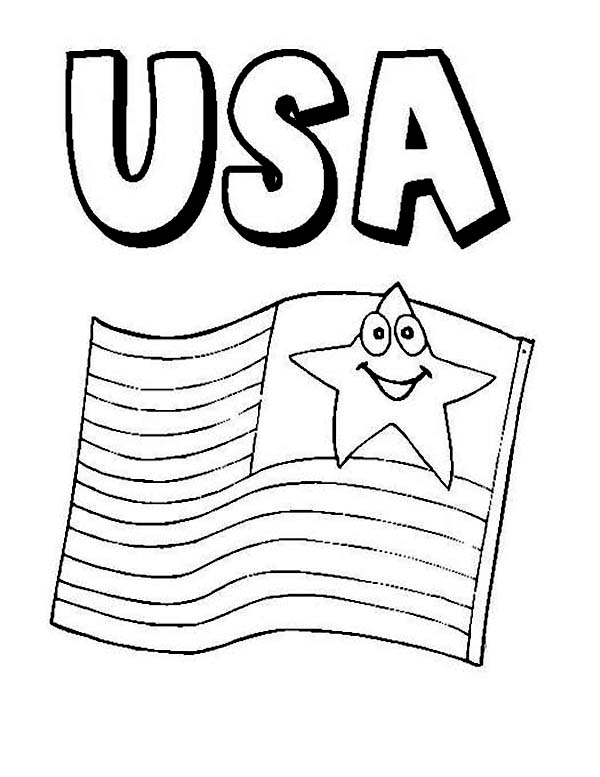 600x777 American Flag On Independence Day Coloring Page