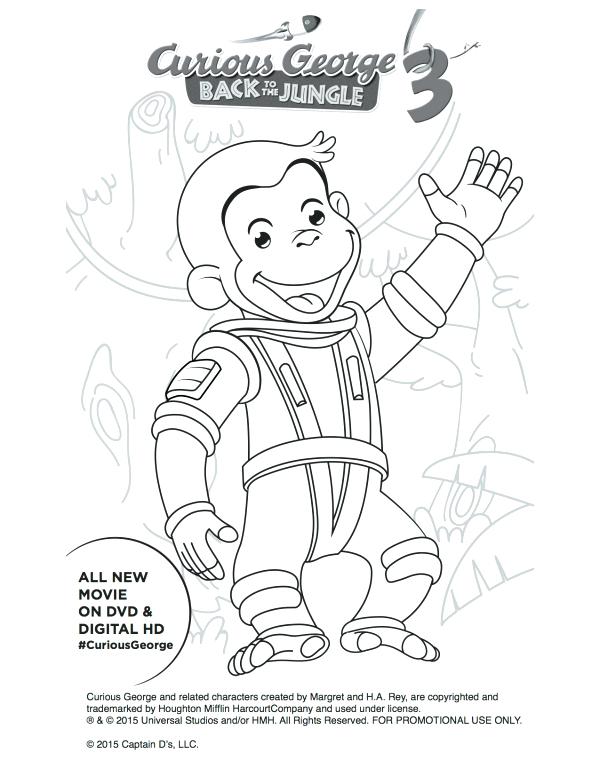 600x776 Curious George Coloring Pages Free Astronaut Curious Printable