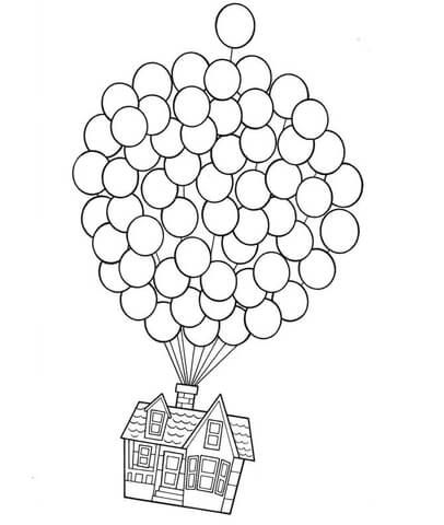Disney's Up House On Balloons Coloring Page 406x480 Disney's Up House On Balloons Coloring Page