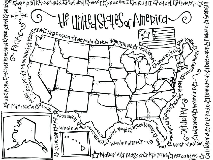 845x637 United States Map Coloring Page States Coloring Pages United Sheet